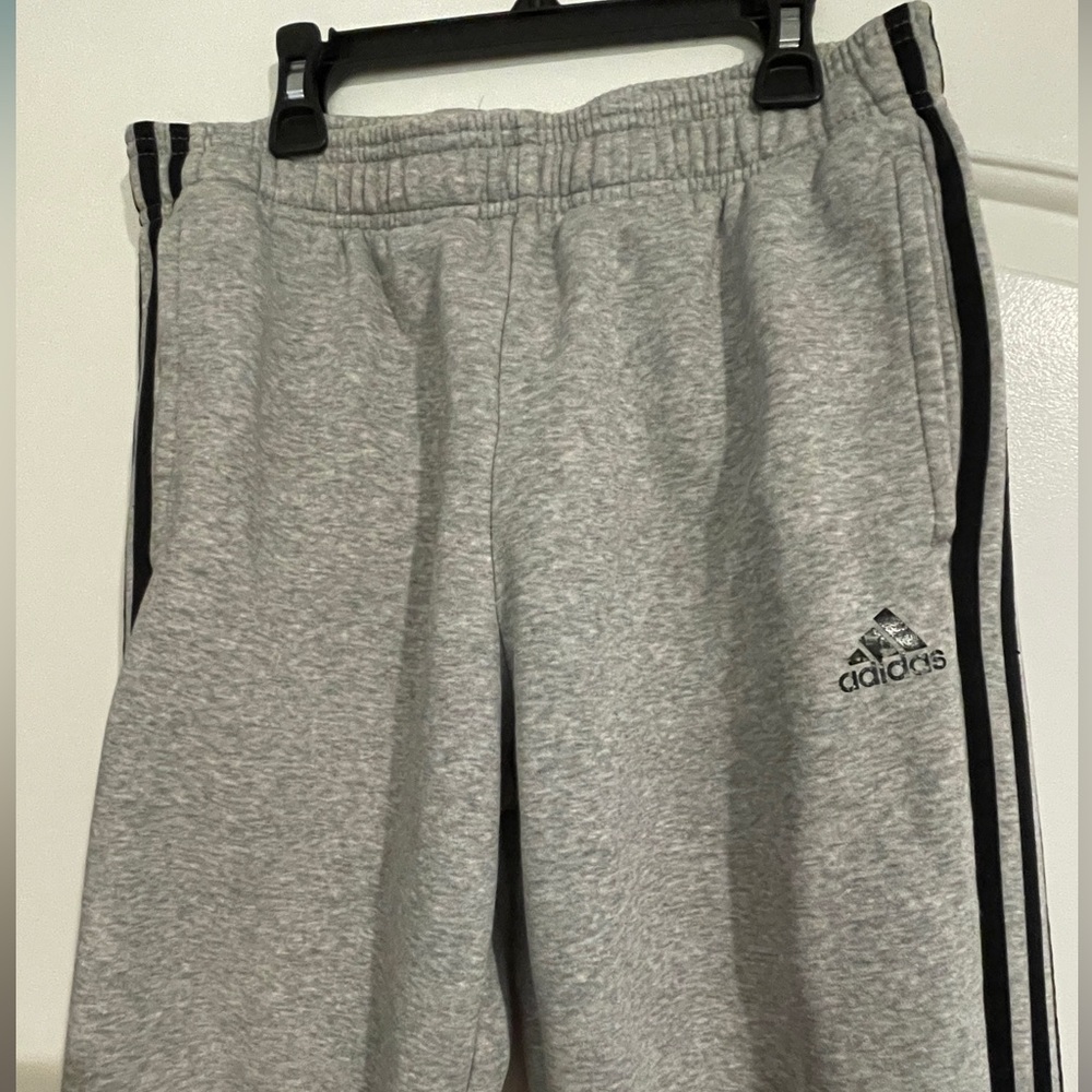 Adidas Men’s Gray Joggers with Black Stripes. Size: M - Picture 2 of 6